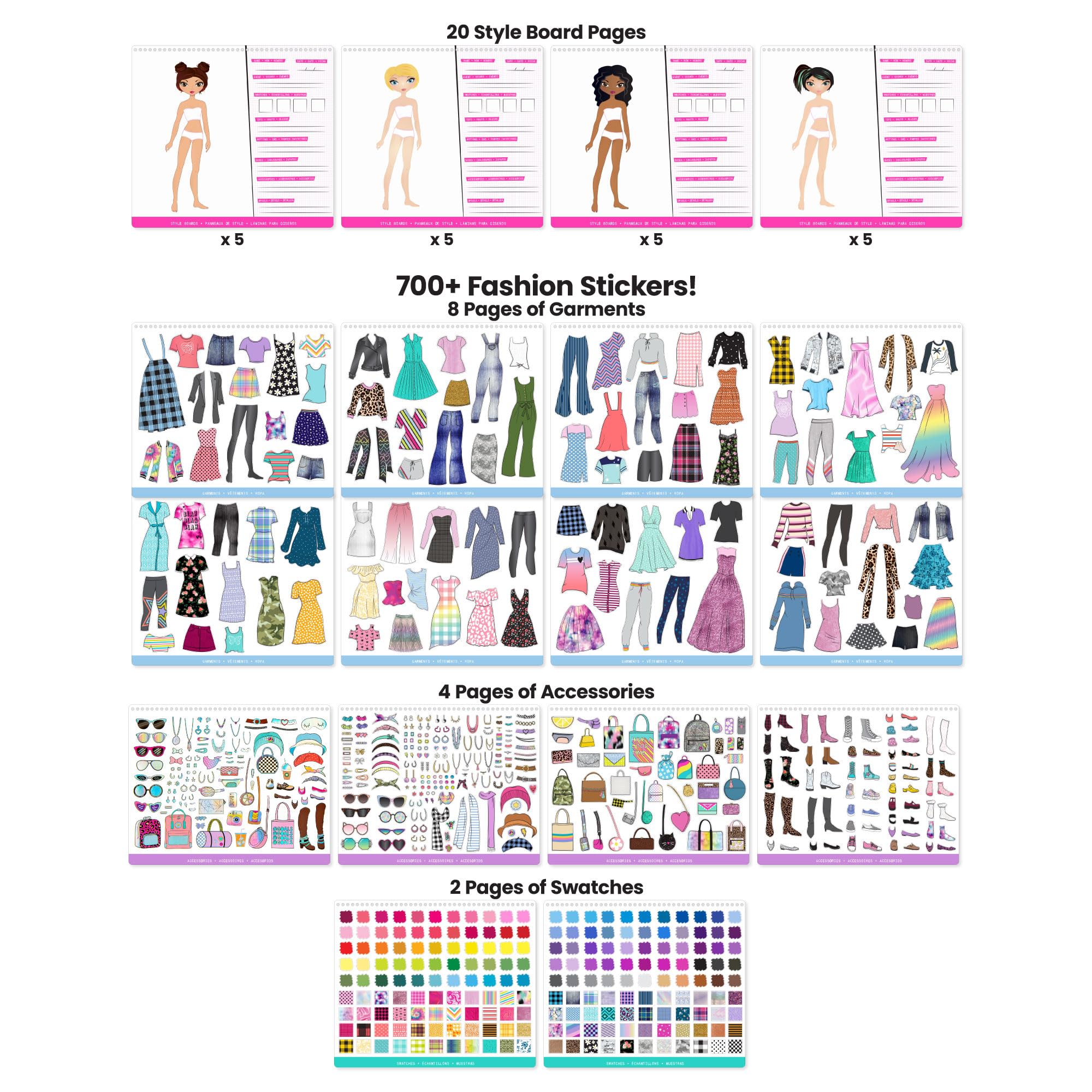 Fashion Angels Designer Kit for Girls – Fashion Sticker Book with 700+ Stickers, Ages 6+