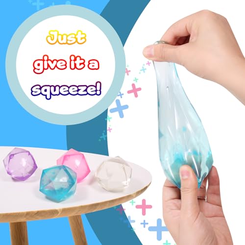 FauKait 4 Pack Mini Squishy Stress Balls - 1.8 Inch Polyhedron Diamond Slow Rise Fidget Toy