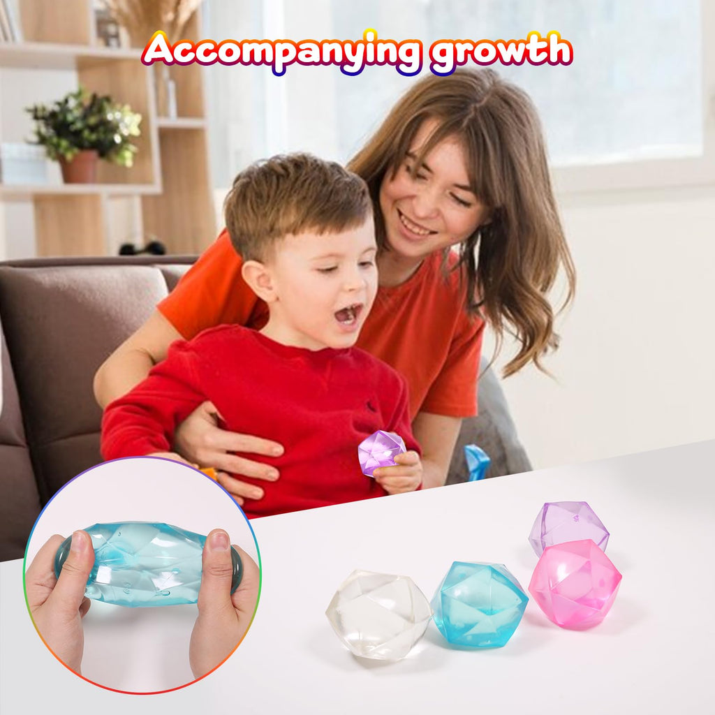 FauKait 4 Pack Mini Squishy Stress Balls - 1.8 Inch Polyhedron Diamond Slow Rise Fidget Toy