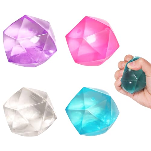 FauKait 4 Pack Mini Squishy Stress Balls - 1.8 Inch Polyhedron Diamond Slow Rise Fidget Toy