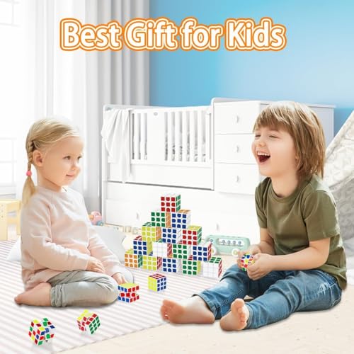 FAWWESA 12-Pack Mini Magic Cubes – 2.1-Inch Puzzle Party Favors for Kids, Classroom Rewards, and Stocking Stuffers