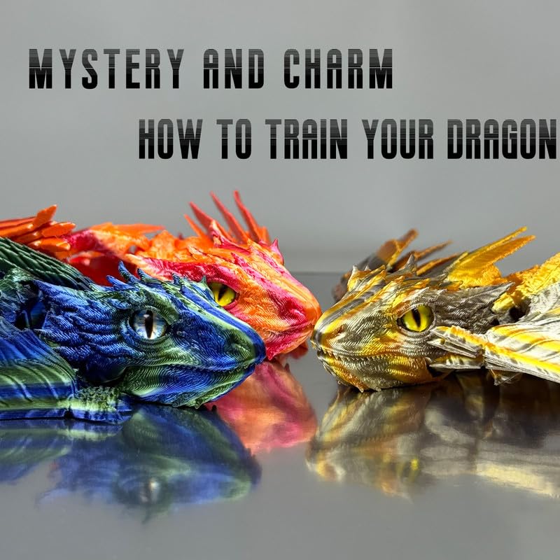 Feathered Wyvern Dragon 3D Printed Articulated Dragon with Wings – Black