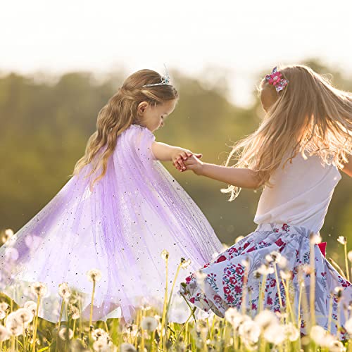 Fedio 7-Piece Princess Cape Set with Tiara, Wand, and Jewelry - Purple