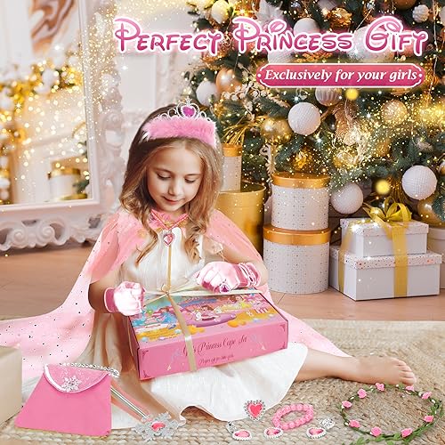 Fedio Princess Cape Set - 12 Pc Dress Up Costume for Girls Ages 3-8