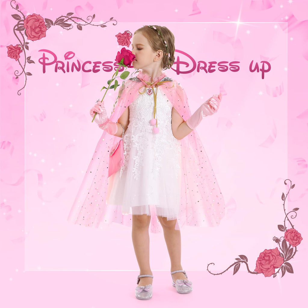 Fedio Princess Cape Set - 12 Pc Dress Up Costume for Girls Ages 3-8