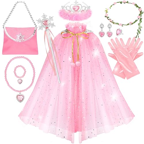 Fedio Princess Cape Set - 12 Pc Dress Up Costume for Girls Ages 3-8