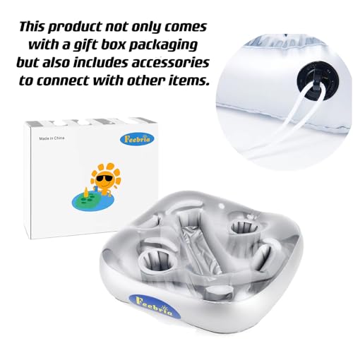 FEEBRIA Extra-Large Inflatable Pool Drink Holder - Stable, Anti-Tip Floating Tray for Hot Tub, Beach, Party