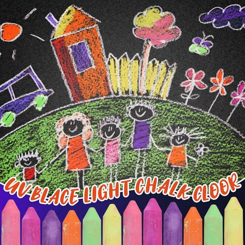 Feifeiya 12-Pack Glow in the Dark Neon Chalk – 6 UV-Reactive Colors, Washable & Low Dust for Blacklight Parties and Outdoor Art