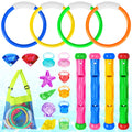 Feivando 20-Piece Pool Diving Toys Set for Kids – Rings, Sticks, Gems & Storage Bag for Summer Water Games