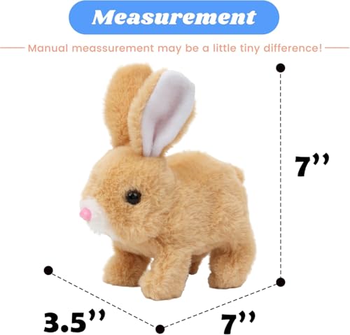 Feknnedm Hopping Bunny Toy – Interactive Easter Plush with Sounds, Jumping, and Twitching Ears (Brown+White)