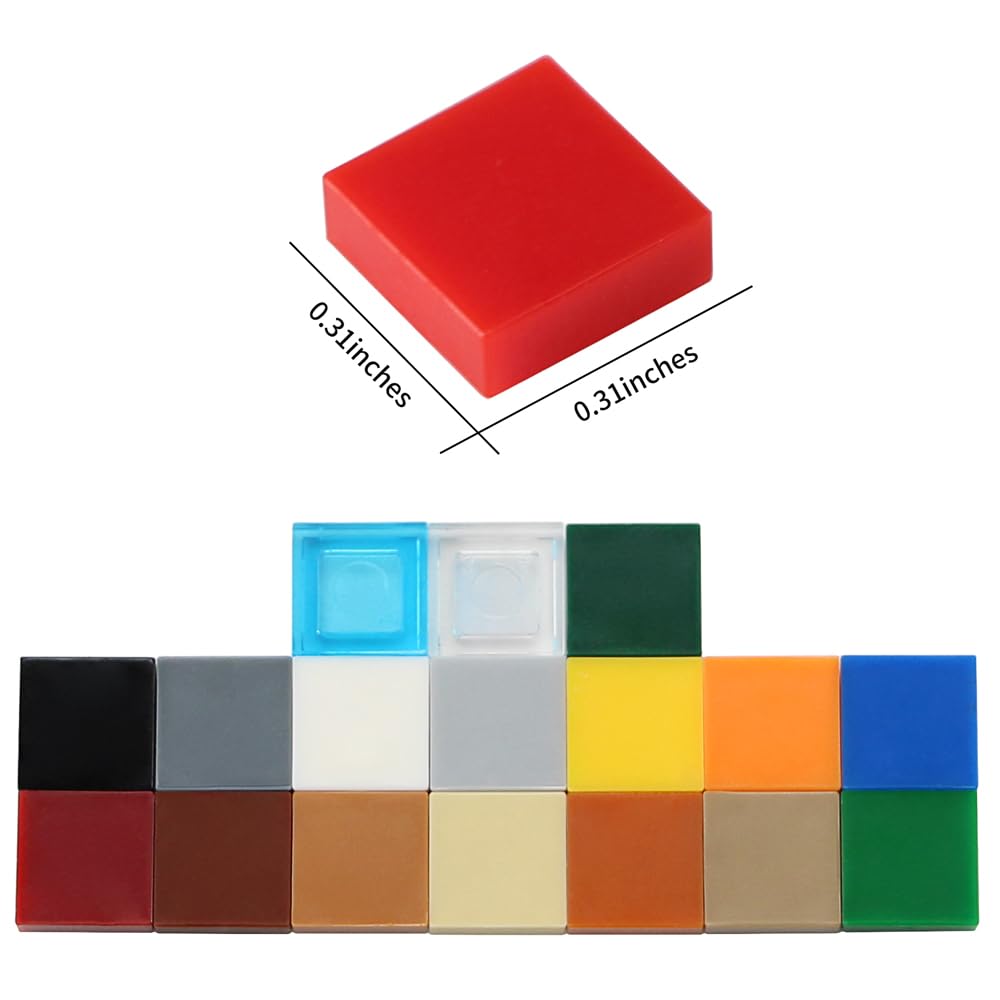 Feleph 1000-Piece 1×1 Square Tiles Set – 18 Colors, ABS Plastic, Compatible with Major Brands for Mosaics and Pixel Art