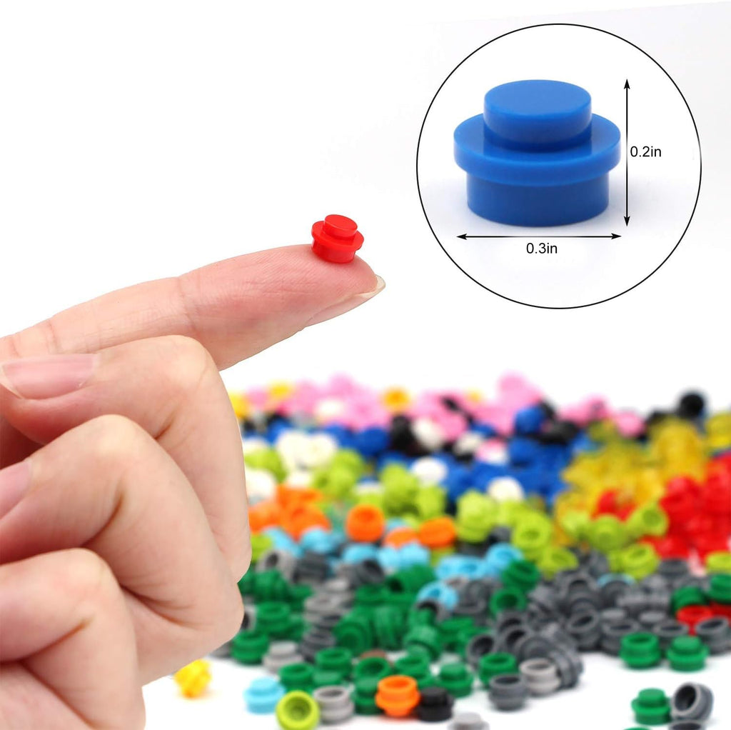 Feleph 1000-Piece Multicolored 1x1 Round Plates Building Blocks for Pixel Art and MOC Projects