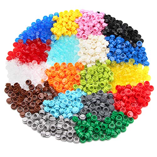 Feleph 1000-Piece Multicolored 1x1 Round Plates Building Blocks for Pixel Art and MOC Projects