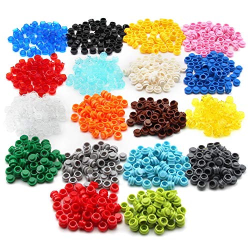 Feleph 1000-Piece Multicolored 1x1 Round Plates Building Blocks for Pixel Art and MOC Projects