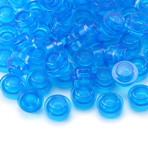 Feleph 1000Pcs 1x1 Round Plates Transparent Blue Building Blocks for MOC Pixel Art, Compatible with Major Brands