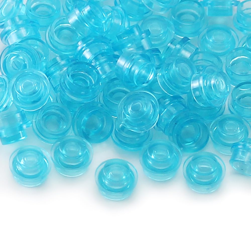 Feleph 1000Pcs Transparent Light Blue 1x1 Round Plates – Compatible Building Bricks for MOC Pixel Art and DIY Decor