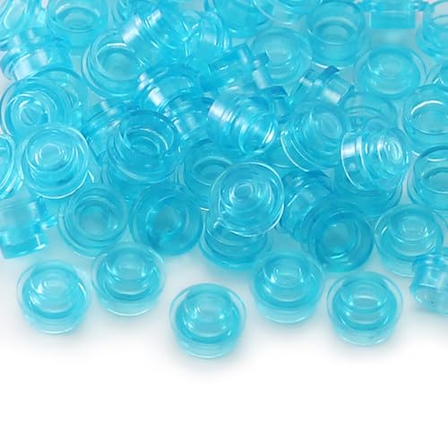 Feleph 1000Pcs Transparent Light Blue 1x1 Round Plates – Compatible Building Bricks for MOC Pixel Art and DIY Decor
