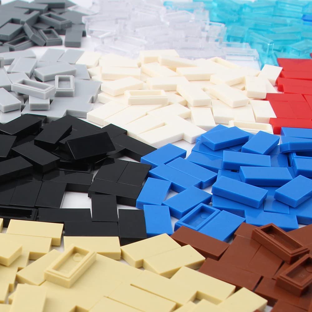 Feleph 700-Piece 1x2 Flat Tiles Building Blocks - Multicolored ABS Bricks for Smooth Surfaces