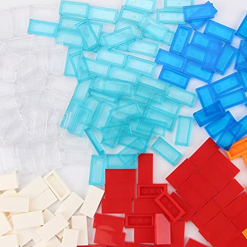 Feleph 700-Piece 1x2 Flat Tiles Building Blocks - Multicolored ABS Bricks for Smooth Surfaces