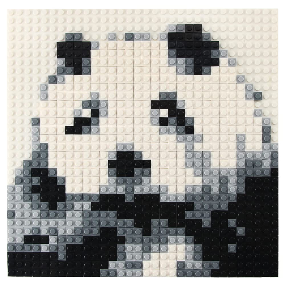 Feleph Basic 1000 Pieces 1x1 Plate Set – Black, White & Gray Pixel Art Building Blocks, Compatible with 3024
