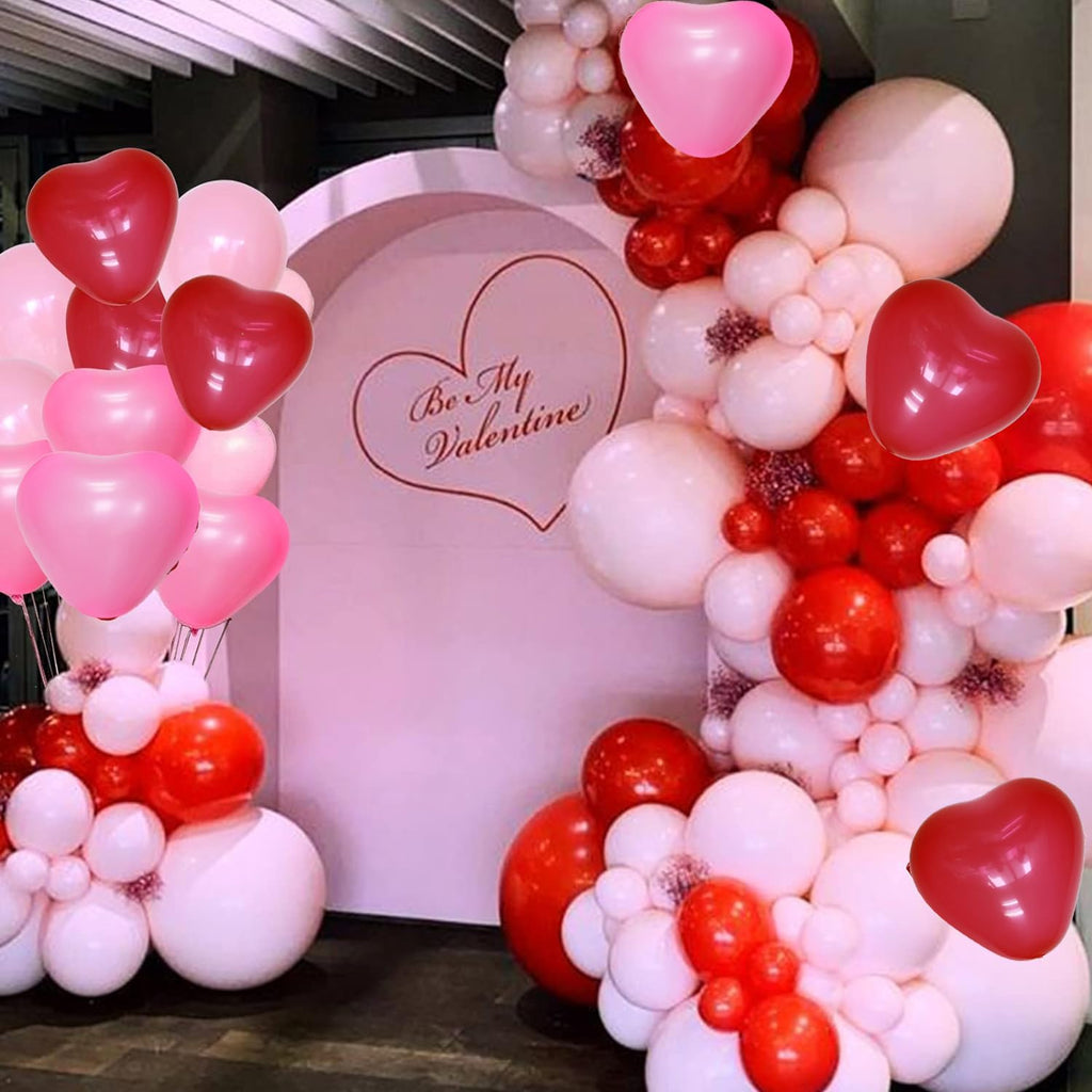 Felice Arts Pink Red Balloon Garland Arch Kit with Heart Balloons for Mother's Day, Valentine's Day, Wedding and Proposal Decorations