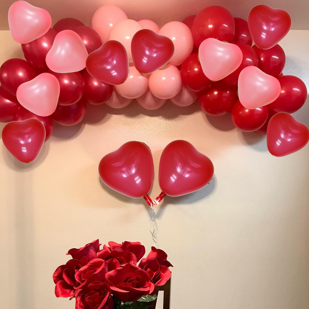 Felice Arts Pink Red Balloon Garland Arch Kit with Heart Balloons for Mother's Day, Valentine's Day, Wedding and Proposal Decorations