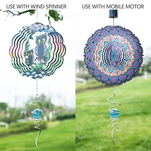 FENELY Gazing Ball Wind Spinner – Wathet Crystal Glass Orb & Stainless Steel Spiral Tail for Garden Decor