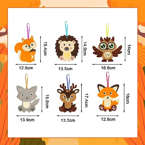 Fennoral 12 Pack Fall Craft Kit for Kids - DIY Foam Animal Stickers, No Glue Needed