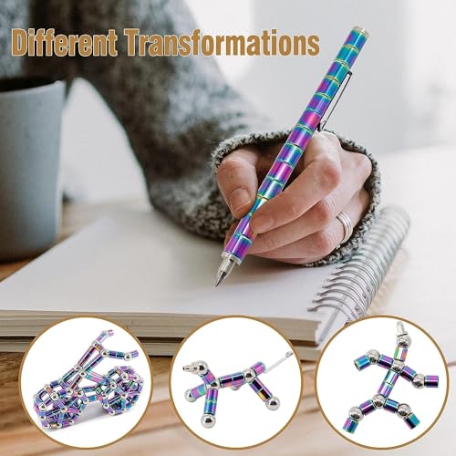 Ferbixo Magnetic Fidget Pen for Teens - Deformable Stress Relief Toy with 13 Rings & 12 Balls, Ages 8-15