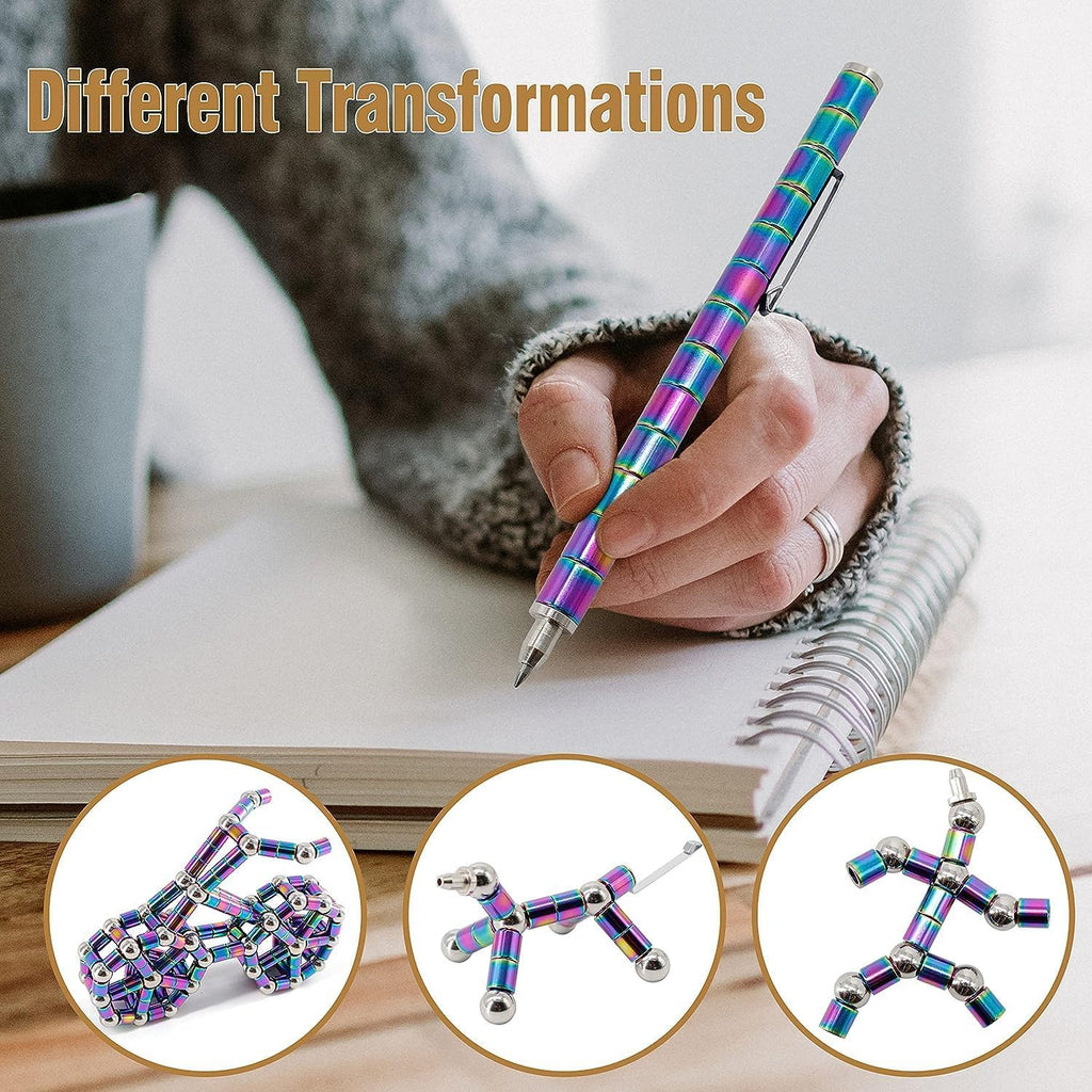 Ferbixo Magnetic Fidget Pen for Teens - Deformable Stress Relief Toy with 13 Rings & 12 Balls, Ages 8-15