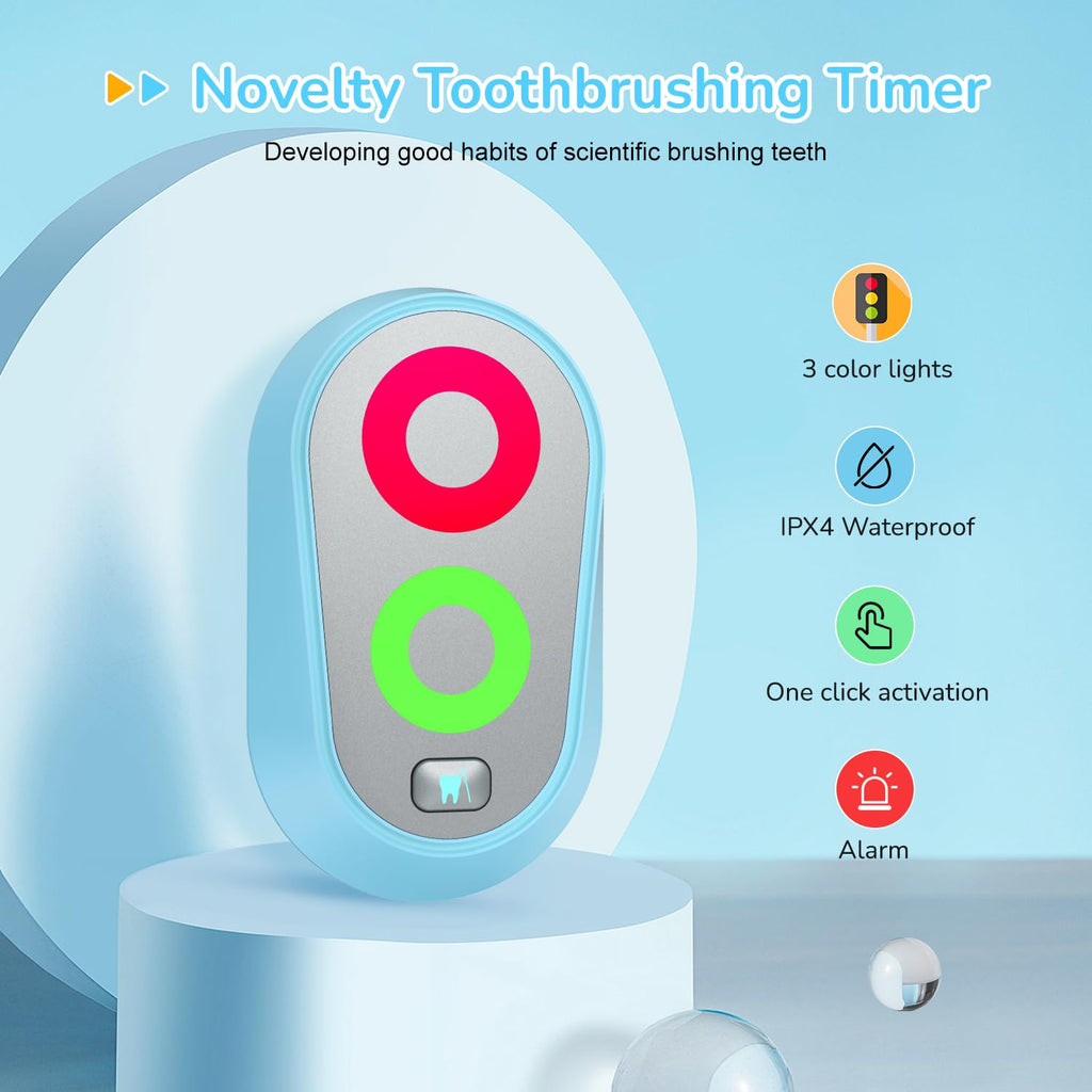 Ferriswheel Blue Toothbrush Timer for Kids – 2-3 Minute Traffic Light Timer, Magnetic Waterproof