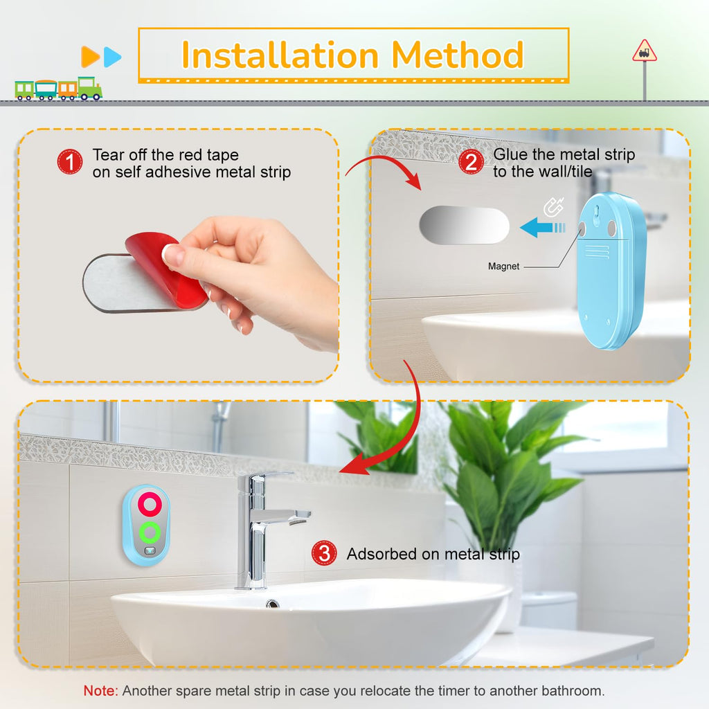 Ferriswheel Blue Toothbrush Timer for Kids – 2-3 Minute Traffic Light Timer, Magnetic Waterproof