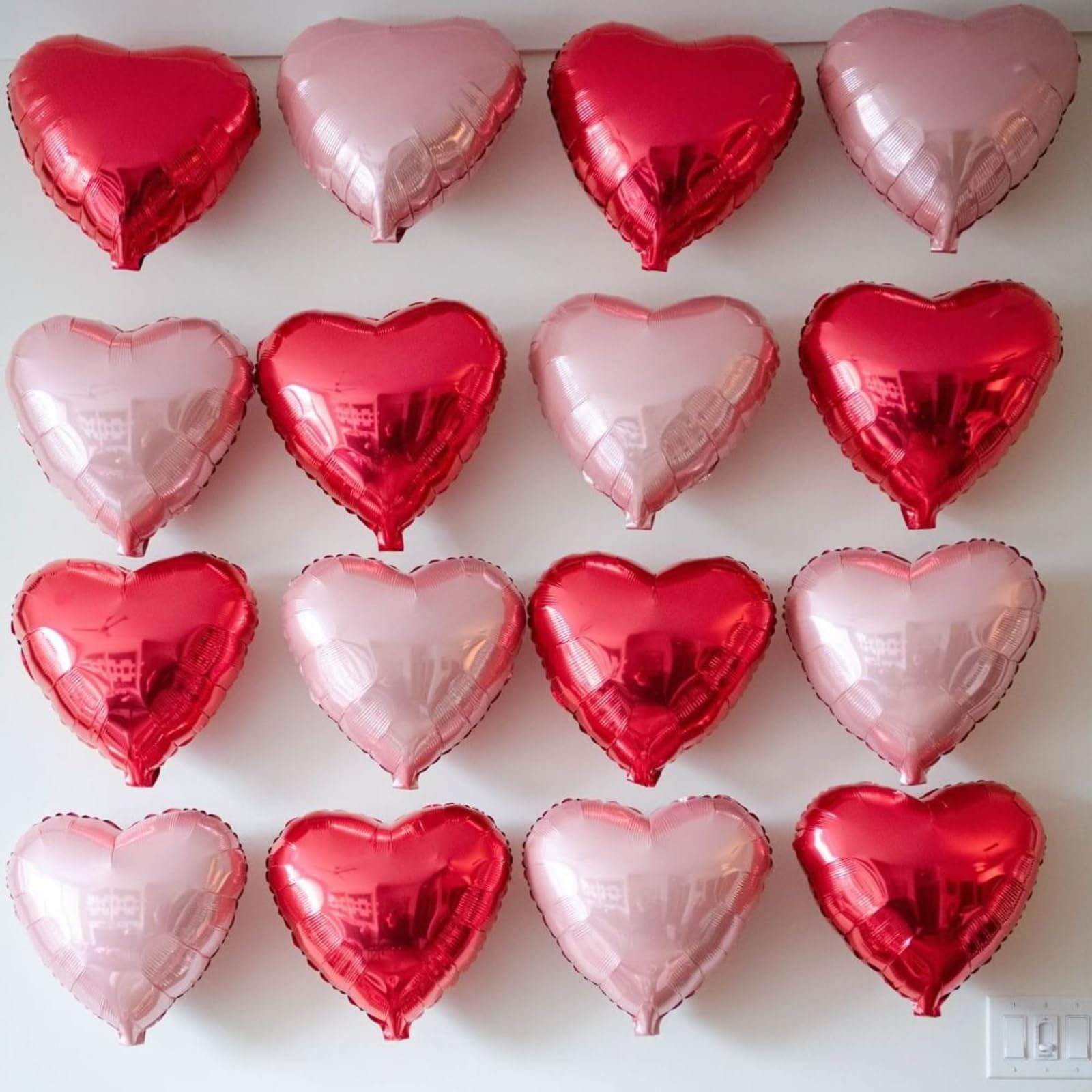 FEYG 15 Pack 18-Inch Red Pink Heart Foil Balloons for Valentine’s Day and Party Decor
