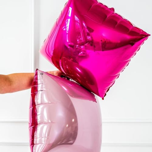 FEYG 25-Pack 19-Inch Double Sided Hot Pink & Rose Gold Square Foil Balloon Wall Kit – DIY Arch Tunnel Backdrop for Bachelorette Wedding Party Decor