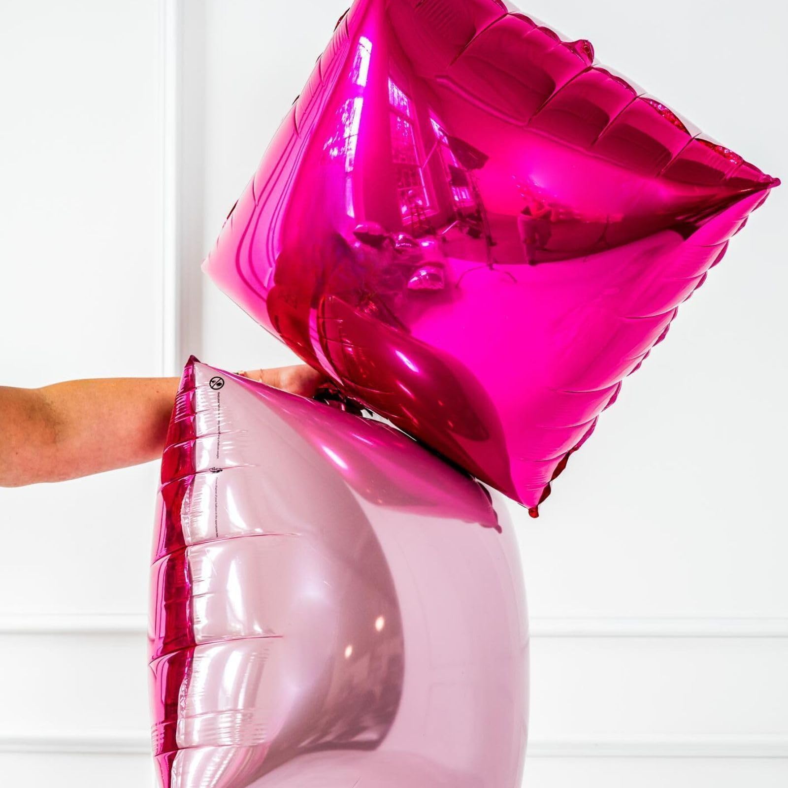 FEYG 25-Pack 19-Inch Double Sided Hot Pink & Rose Gold Square Foil Balloon Wall Kit – DIY Arch Tunnel Backdrop for Bachelorette Wedding Party Decor