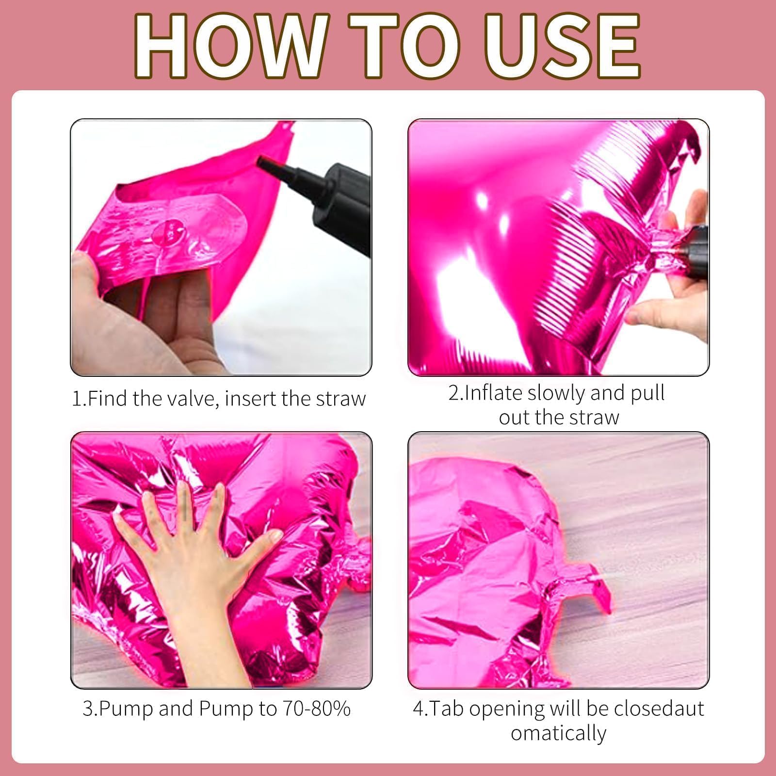 FEYG 25-Pack 19-Inch Double Sided Hot Pink & Rose Gold Square Foil Balloon Wall Kit – DIY Arch Tunnel Backdrop for Bachelorette Wedding Party Decor