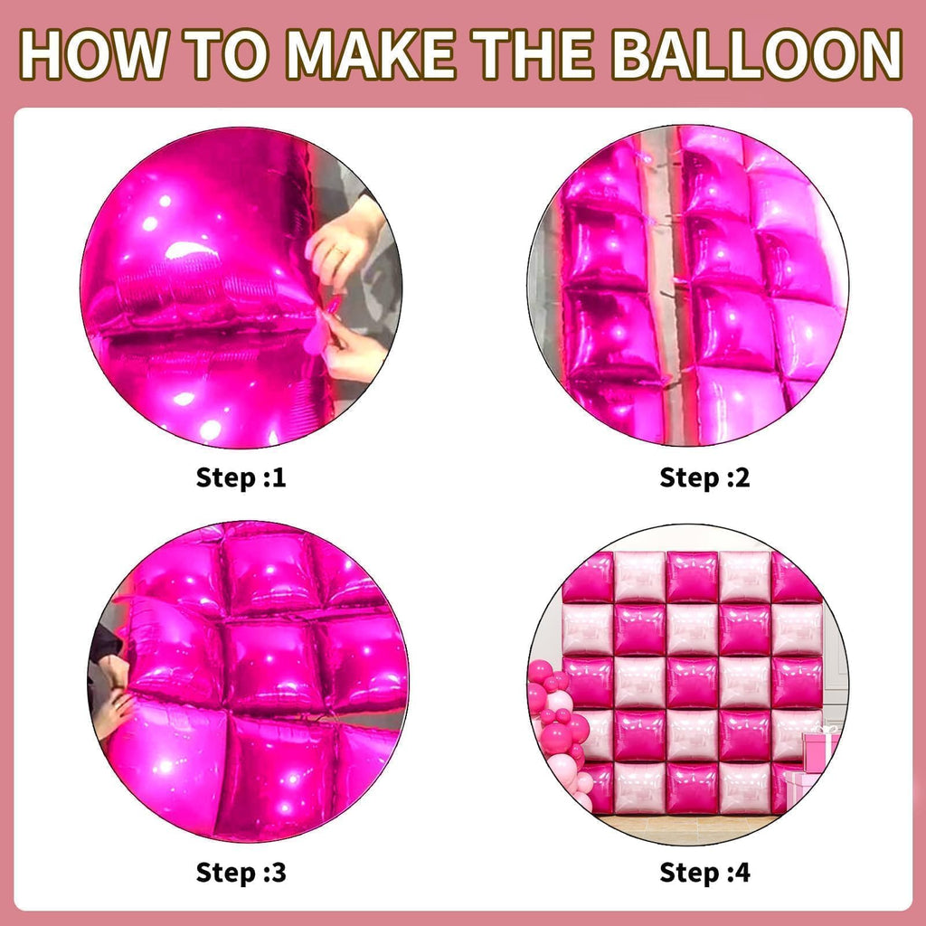 FEYG 25-Pack 19-Inch Double Sided Hot Pink & Rose Gold Square Foil Balloon Wall Kit – DIY Arch Tunnel Backdrop for Bachelorette Wedding Party Decor