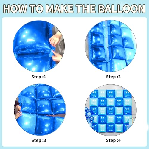 FEYG 25 Pack 19 Inch Navy Blue and Pearl Blue Double Sided Square Foil Balloons for Party Decor