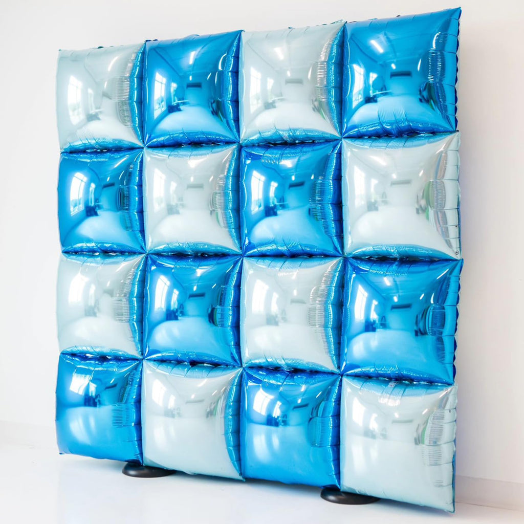 FEYG 25 Pack 19 Inch Navy Blue and Pearl Blue Double Sided Square Foil Balloons for Party Decor
