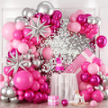 FEYG Pink and Silver Balloon Arch Kit - 120 Pastel Pink, Hot Pink, Silver & 4D Star Balloons for Princess Theme Parties, Baby Showers, Birthdays