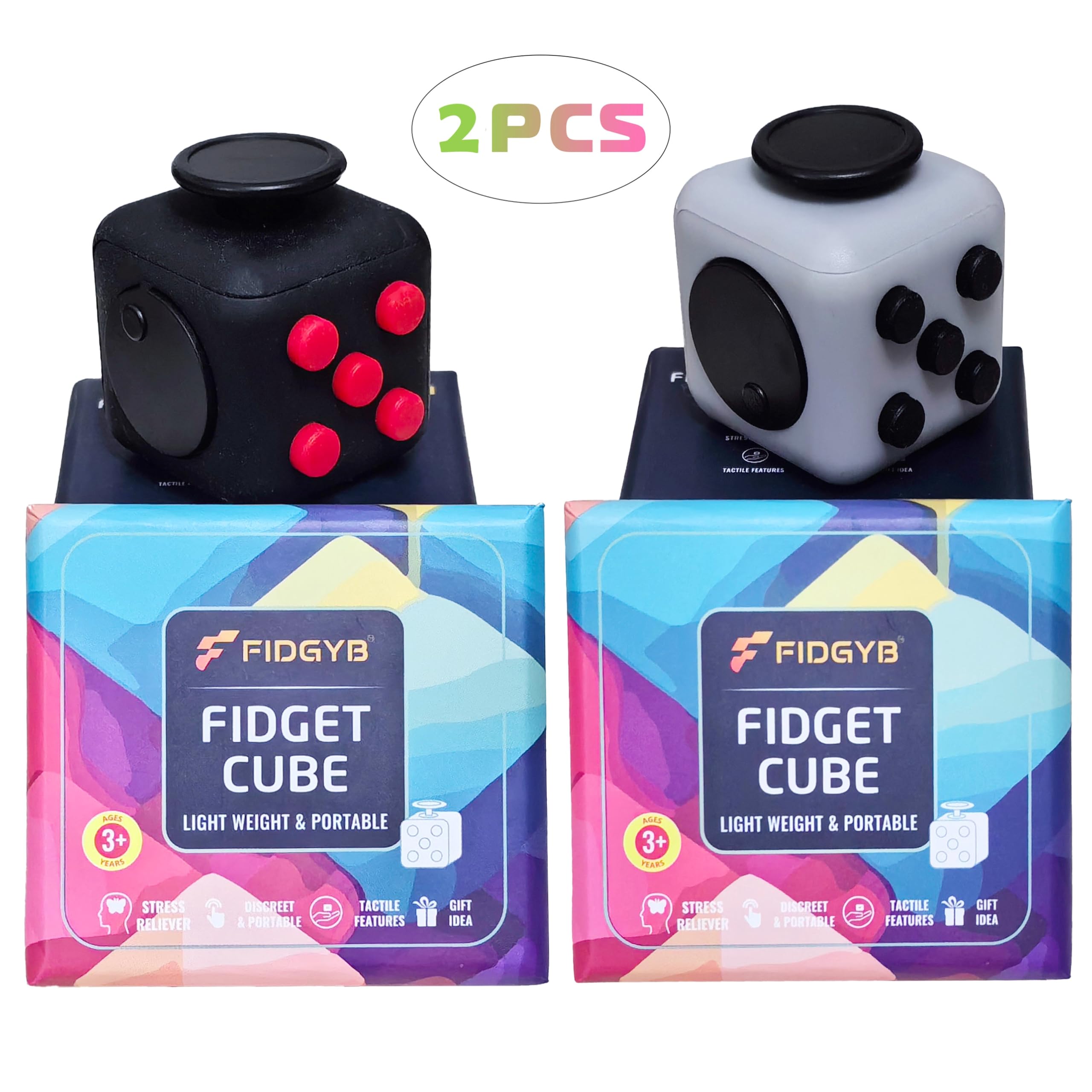 FIDGYB 2-Pack Cube Fidget Toy – Quiet Sensory Toy for Anxiety and Focus