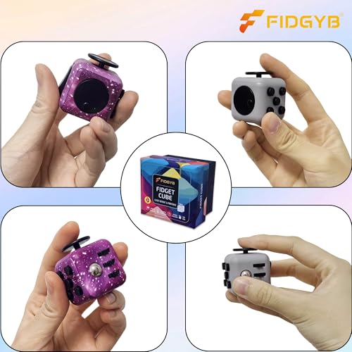 FIDGYB Cube Fidget Toy 2-Pack (Starry + LGB) – Quiet Sensory Stress Relief for Adults & Kids