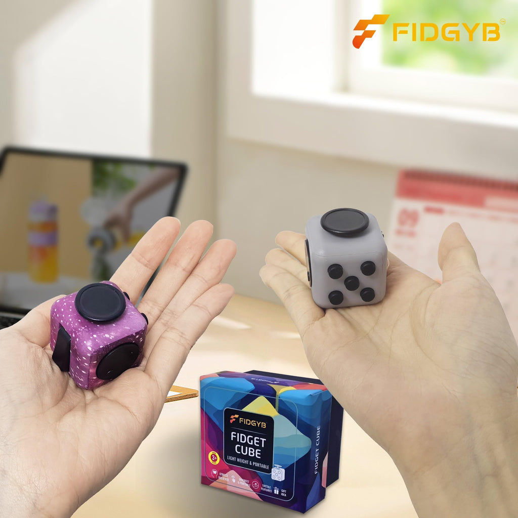 FIDGYB Cube Fidget Toy 2-Pack (Starry + LGB) – Quiet Sensory Stress Relief for Adults & Kids