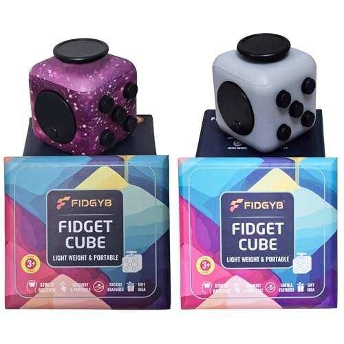 FIDGYB Cube Fidget Toy 2-Pack (Starry + LGB) – Quiet Sensory Stress Relief for Adults & Kids