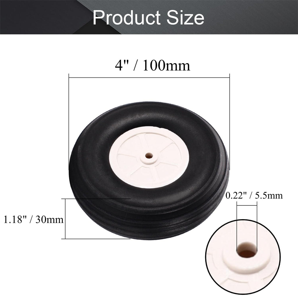 Fielect 4 Inch RC Airplane PU Sponge Tires - Lightweight Plastic Hub Wheels Set of 2