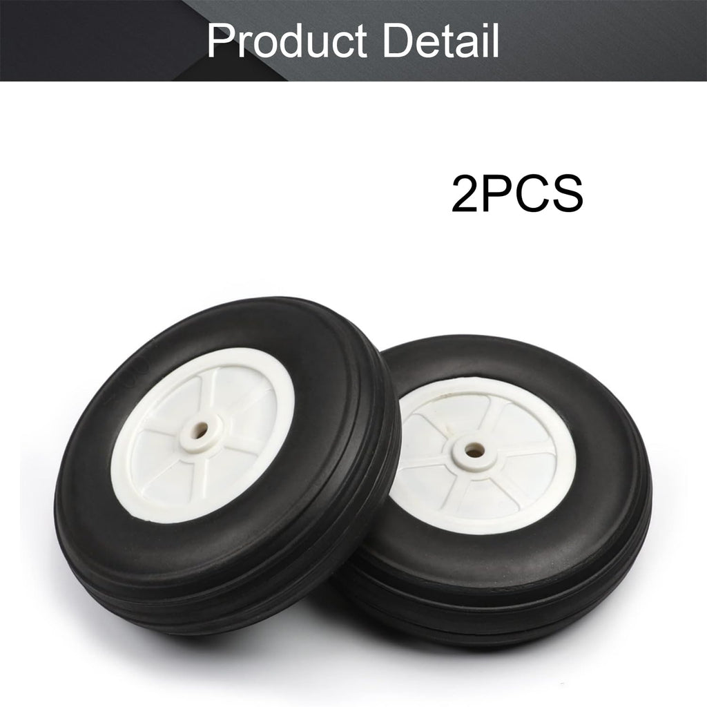 Fielect 4 Inch RC Airplane PU Sponge Tires - Lightweight Plastic Hub Wheels Set of 2