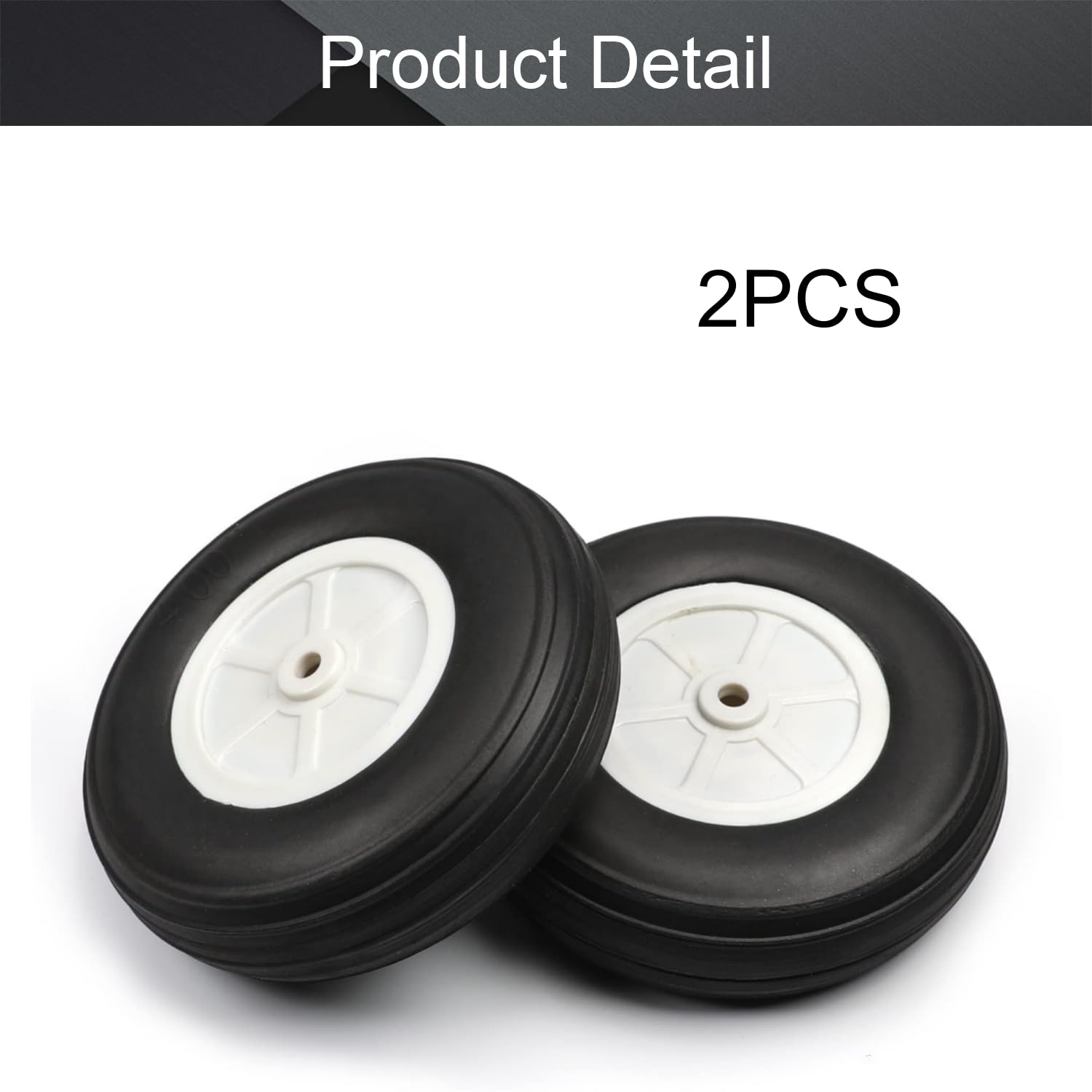 Fielect 4 Inch RC Airplane PU Sponge Tires - Lightweight Plastic Hub Wheels Set of 2
