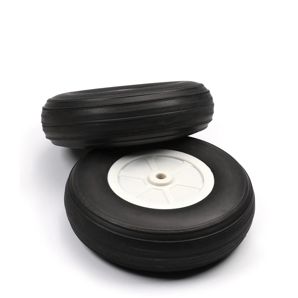 Fielect 4.5 Inch RC Model Airplane PU Sponge Tires with Plastic Hubs - 2 Pack