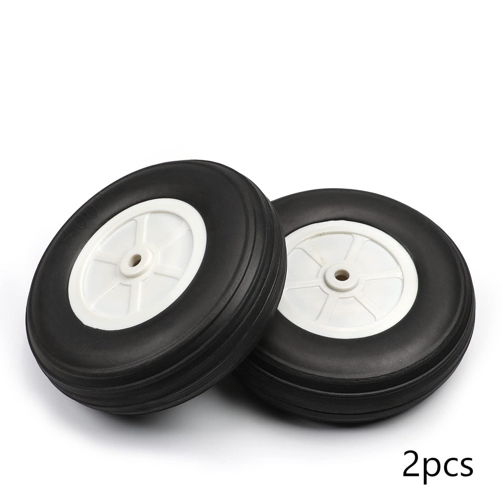 Fielect 4.5 Inch RC Model Airplane PU Sponge Tires with Plastic Hubs - 2 Pack