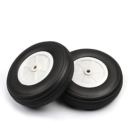 Fielect 4.5 Inch RC Model Airplane PU Sponge Tires with Plastic Hubs - 2 Pack